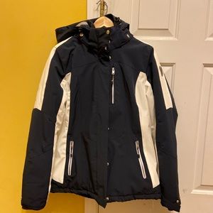 Hooded Killtec ski jacket WATER RESISTANT BREATHABLE WINDPROOF; navy blue
